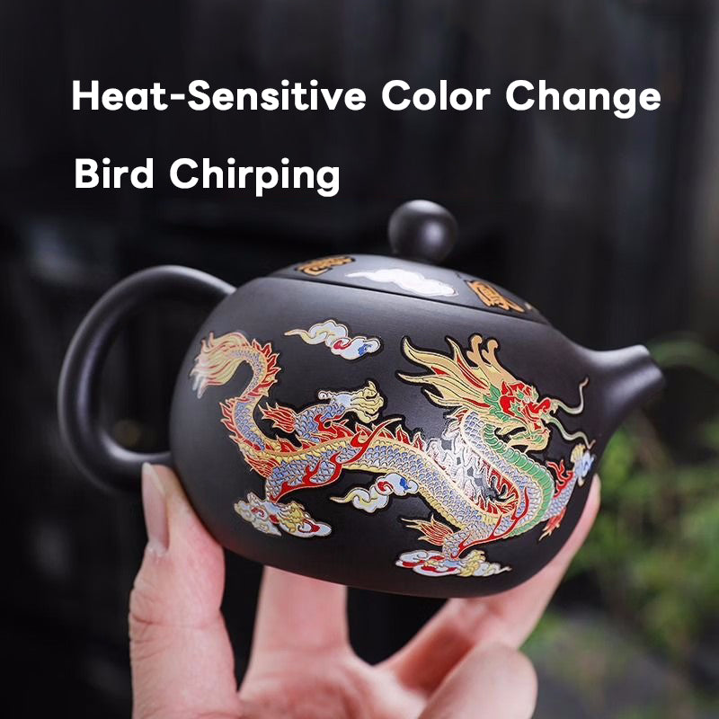 Handmade Zisha Dragon & Phoenix Teapot – Heat-Activated Color Change
