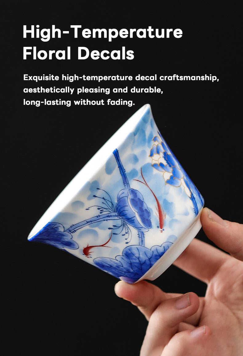 Elegant Blue & White Porcelain Gaiwan – Traditional Chinese Tea Cups for Gongfu Brewing (160ml)