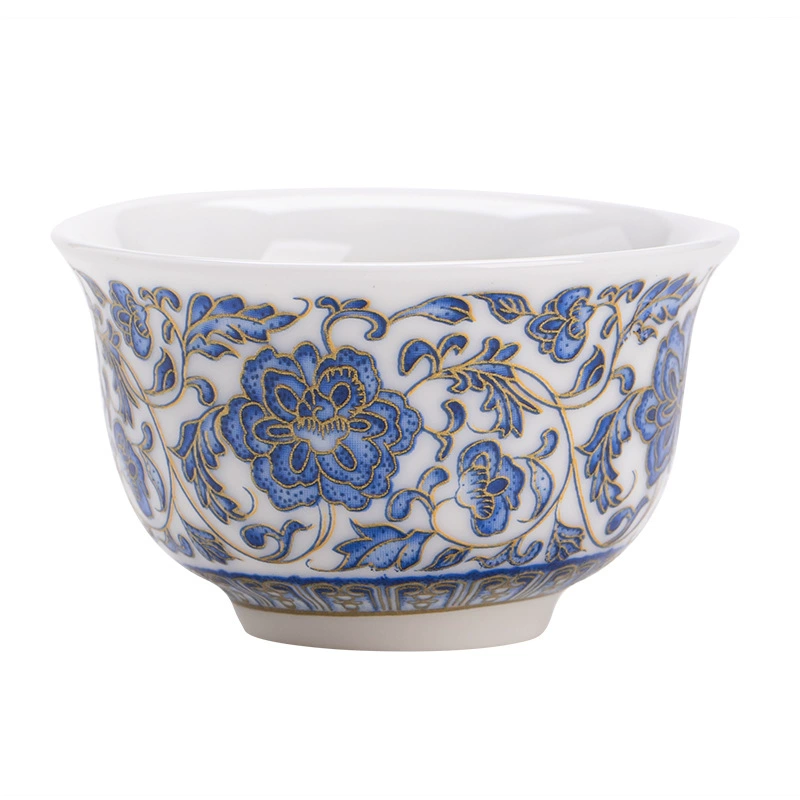 Elegant Blue and White Porcelain Tea Cup – Jingdezhen Handmade Chanzhi Lotus Gongfu Tasting Cup (Single Cup)