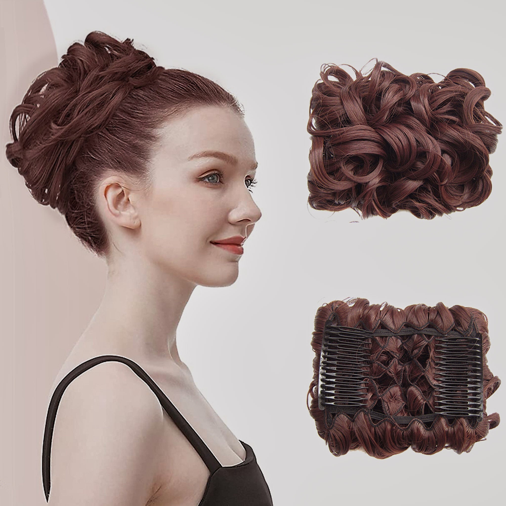 Short Messy Curly Dish Hair Bun Extension