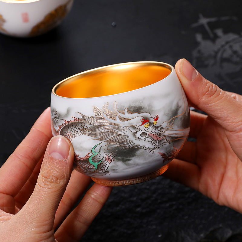 Celestial Chorus: Dragon & Phoenix in Gold
