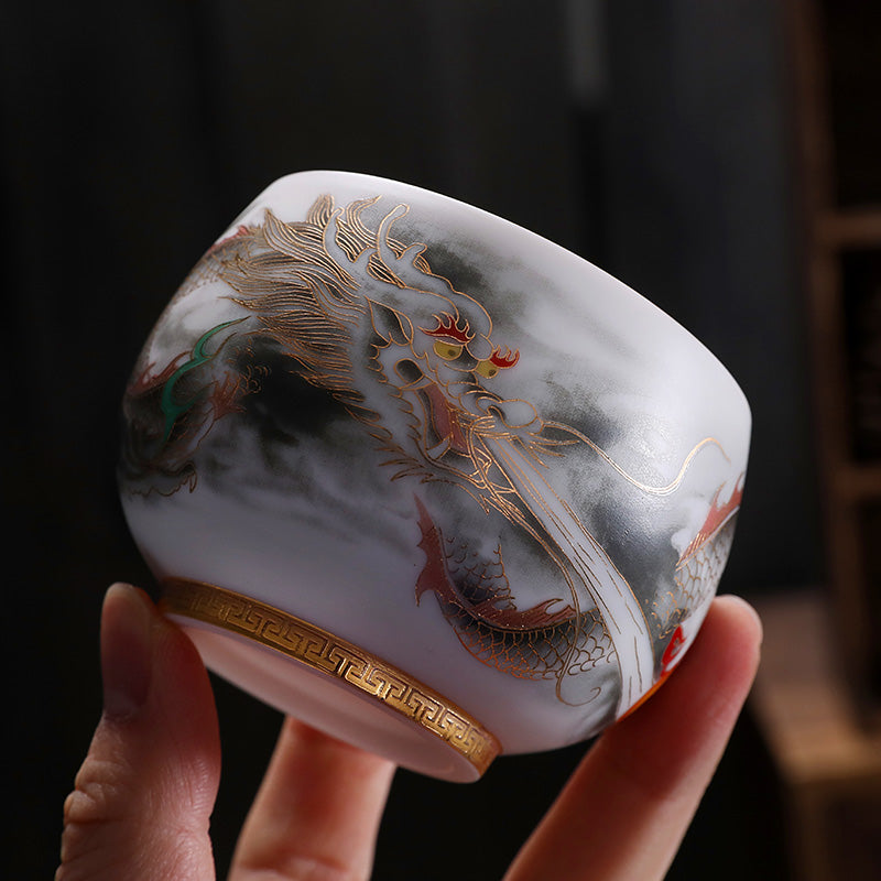 Celestial Chorus: Dragon & Phoenix in Gold