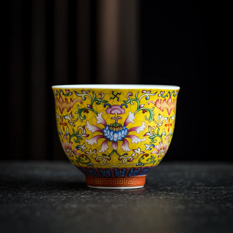 Handmade Enamel Porcelain Tea Cup – Vintage Chinese Gongfu Tasting Cup (Single Cup)
