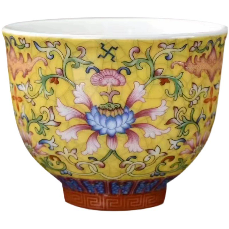 Handmade Enamel Porcelain Tea Cup – Vintage Chinese Gongfu Tasting Cup (Single Cup)