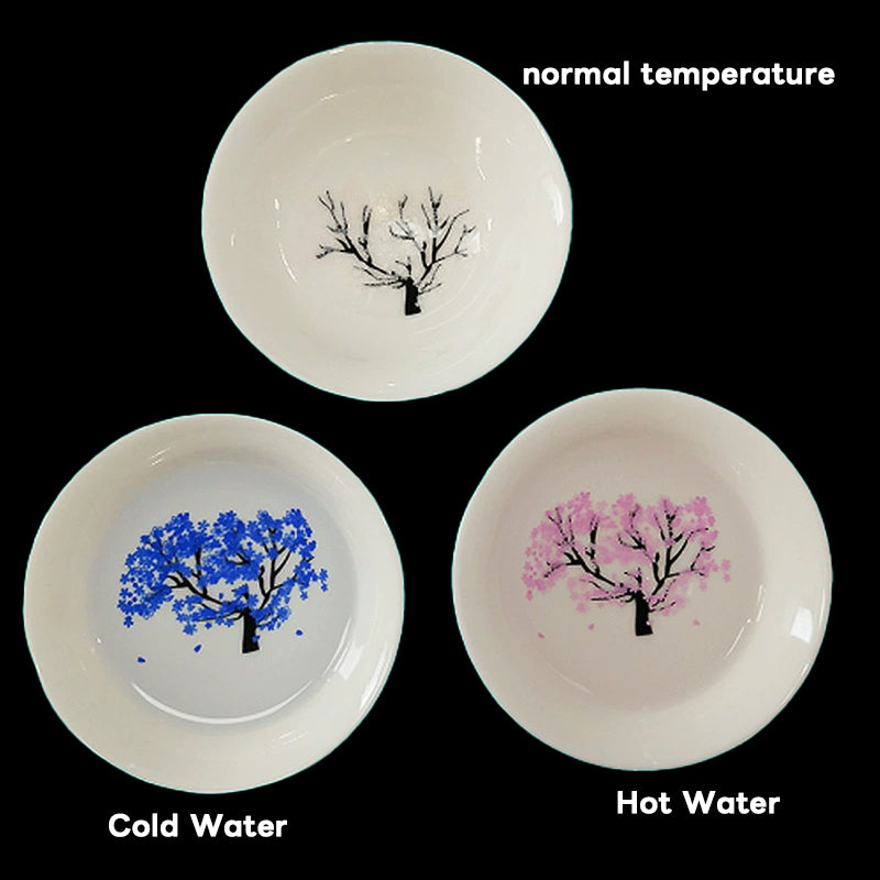 Jingdezhen Thermochromic Porcelain Tea Cup - Heat-Activated Kung Fu Tea Set with Magic Color Change (Reveals Patterns at 45°C+)