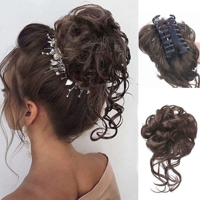 Messy Bun Hair Piece Wavy Curly Chignon Ponytail Hairpiece for Daily Wear