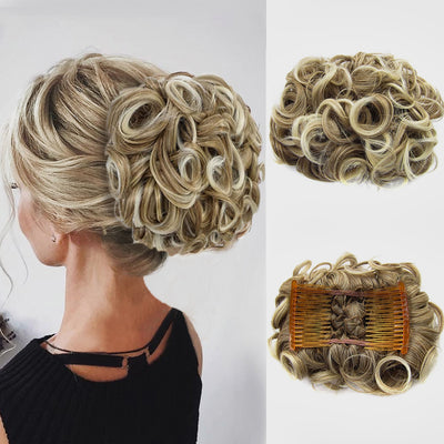Short Messy Curly Dish Hair Bun Extension
