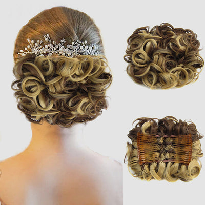 Short Messy Curly Dish Hair Bun Extension