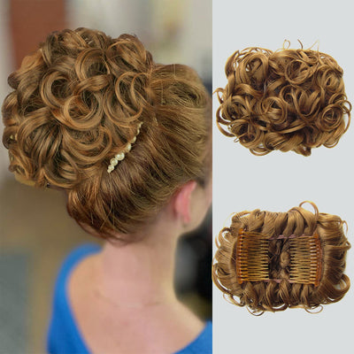 Short Messy Curly Dish Hair Bun Extension
